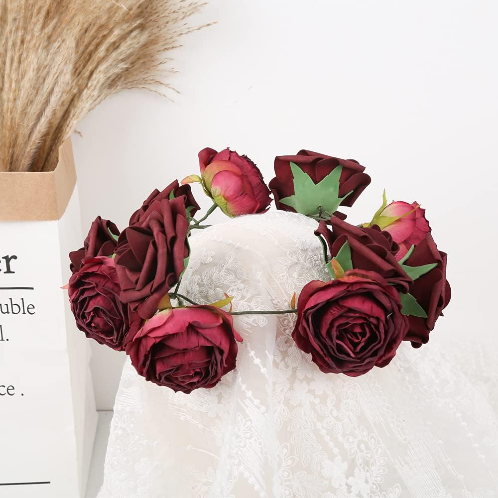 IPOPU Artificial Flowers Rose Heads 25PCS Artificial Rose Flower for Decorations Dried Flower Rose Heads Bulk for Wedding Flower Wall Decor Bridal Party Room Decor (Sunset Mixed)