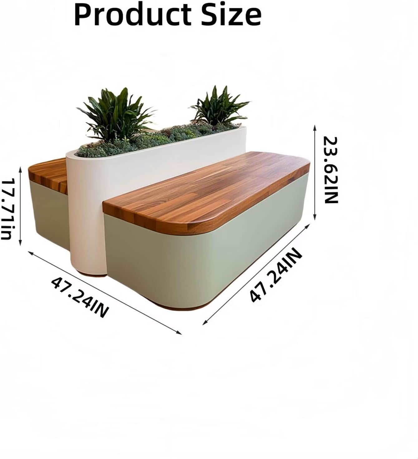 Outdoor Bench - Modern Outdoor Park Planter Bench Includes Luxurious and Simple Flower Box & Wooden Seating Area for Commercial Plaza,Food Court(47.24IN)