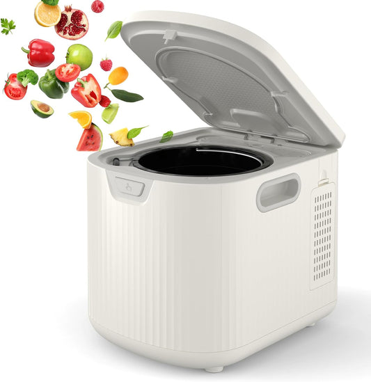 2.5L Electric Kitchen Composter Smart Odorless Compost Bin Auto-Cleaning Countertop Food Waste Composting Machine -Fast 4-6H Food Waste to Fertilizer Conversion for Outdoor Use (White