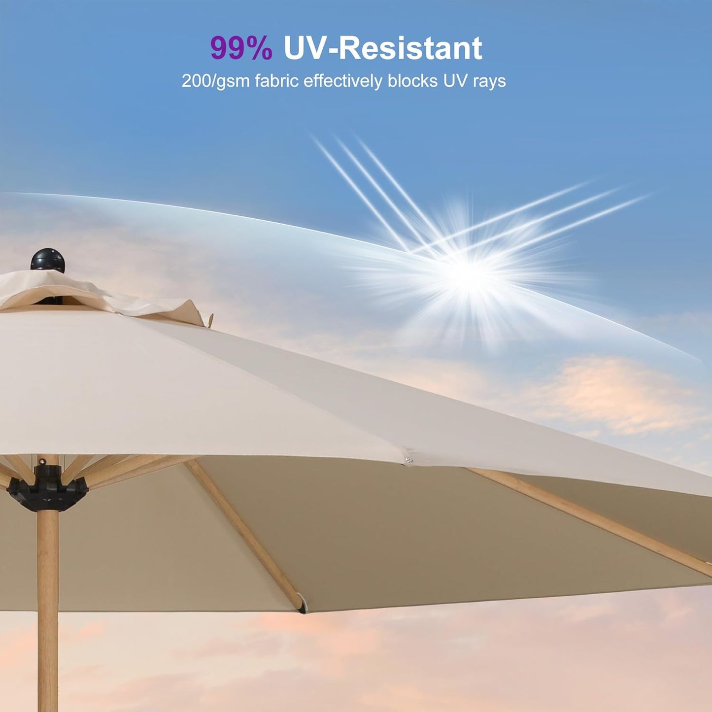 PURPLE LEAF 11 Feet Patio Umbrella Outdoor Table Umbrella Round Aluminum Market Umbrella with 8 Sturdy Ribs & Crank Commercial Outdoor Umbrellas for Garden Deck Patio, Beige
