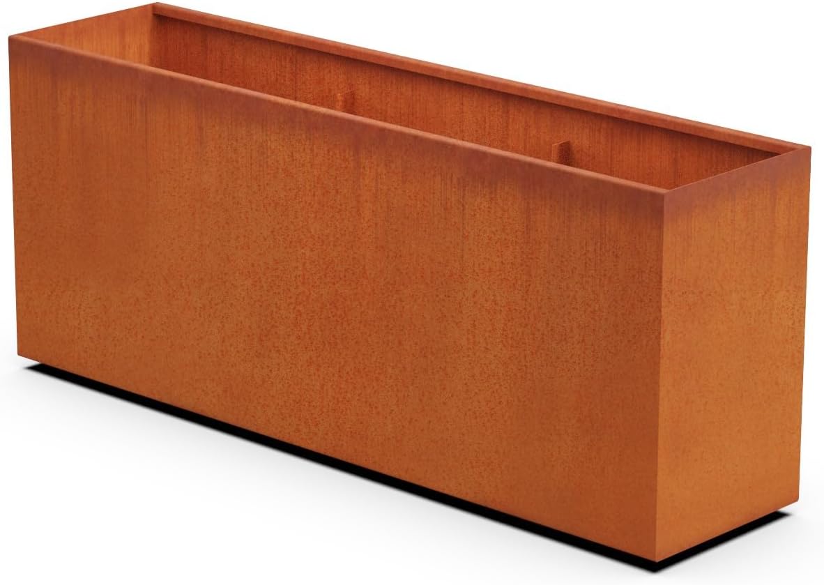 Corten Steel Planter Rectangle Outdoor Metal Garden Box Heavy Duty | Made in USA | Fully Assembled