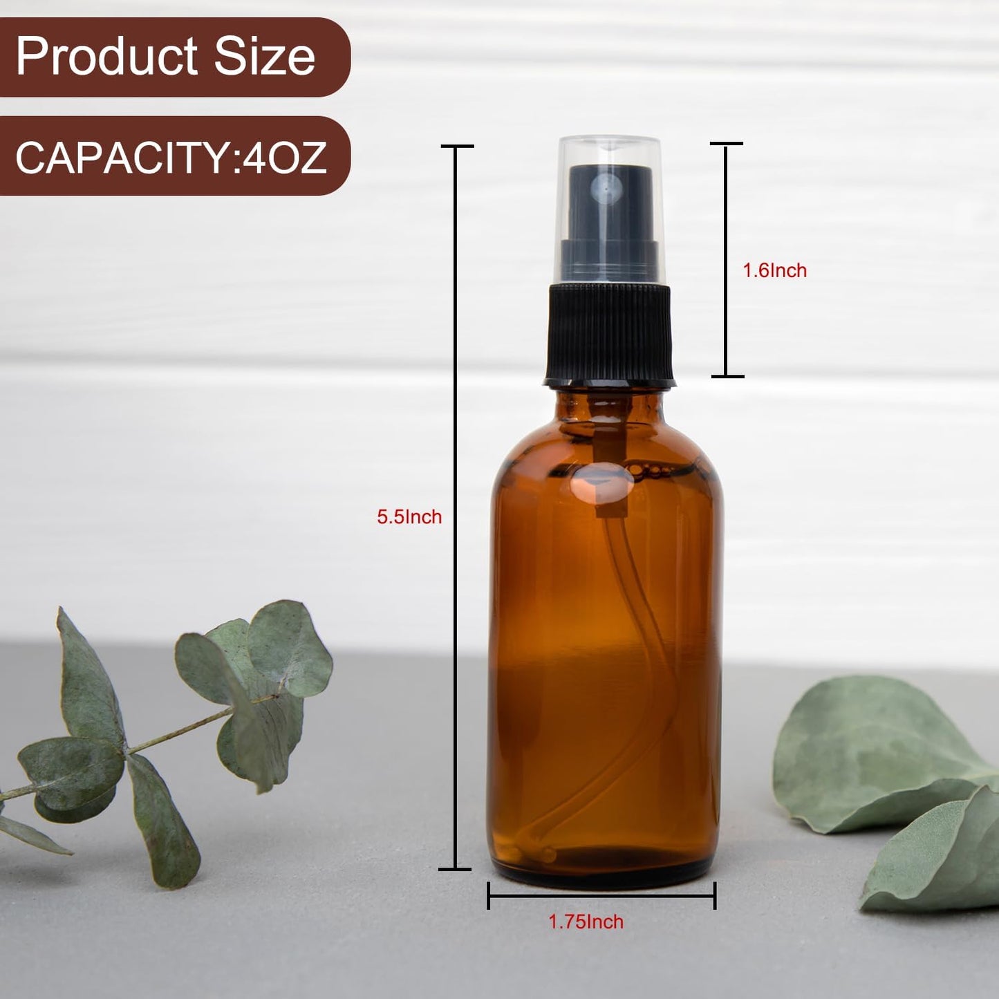 4 oz Amber Glass Spray Bottles - Small Empty Fine Mist Spray Bottle for Essential Oil,Face - Mini Dark Spray Bottles with,Included 6 Sprinkler, 1Funnels,1 Droppers, 4 Labels