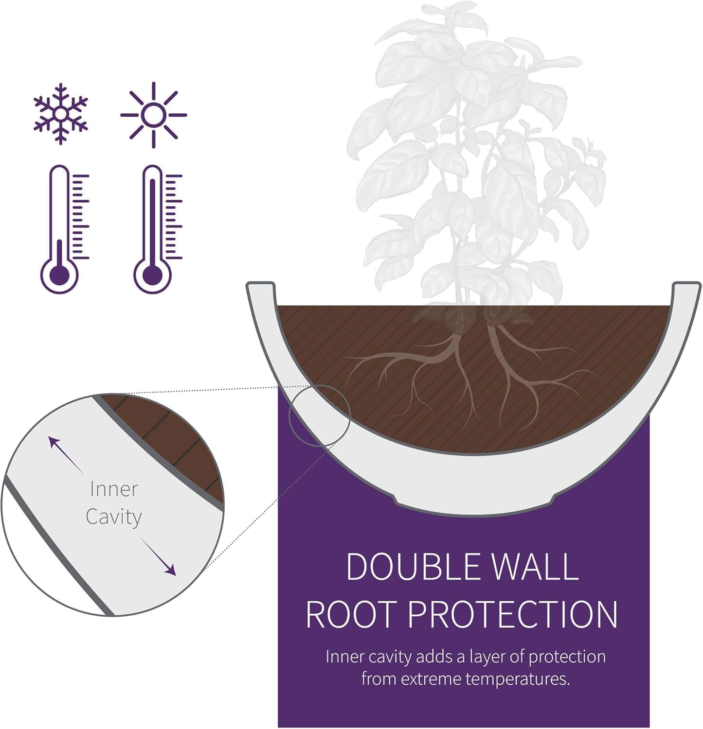 Crescent Garden Delano Bowl Planter, Indoor Outdoor Round Shallow Plant Pot for Water Garden, Bonsai Plant Pots, Succulents with Drain Hole - Double Walled Bowl Lotus Pot, 16" W (Mocha)