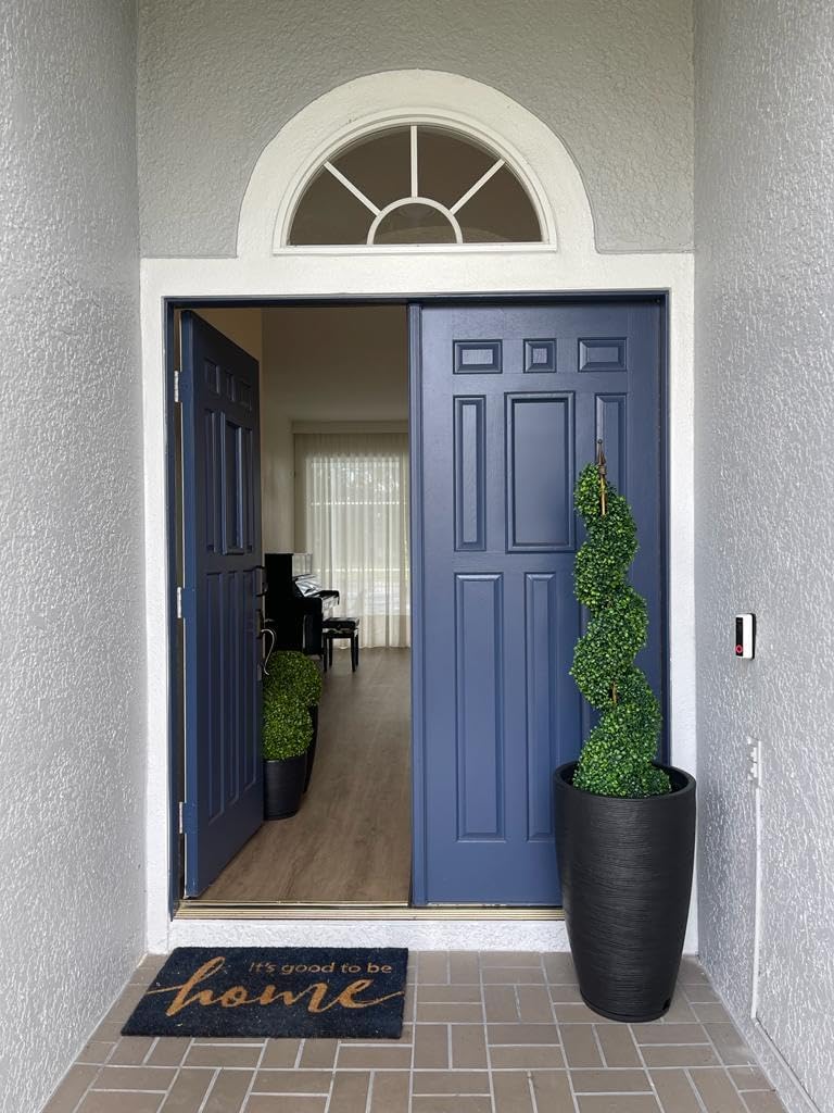 Floridis Plastic Plant Pot, Black, Set of 3 (11+17+25 inch) with Drainage Hole and Saucer. Outdoor and Indoor Set of Black planters for patios, Front Porch.