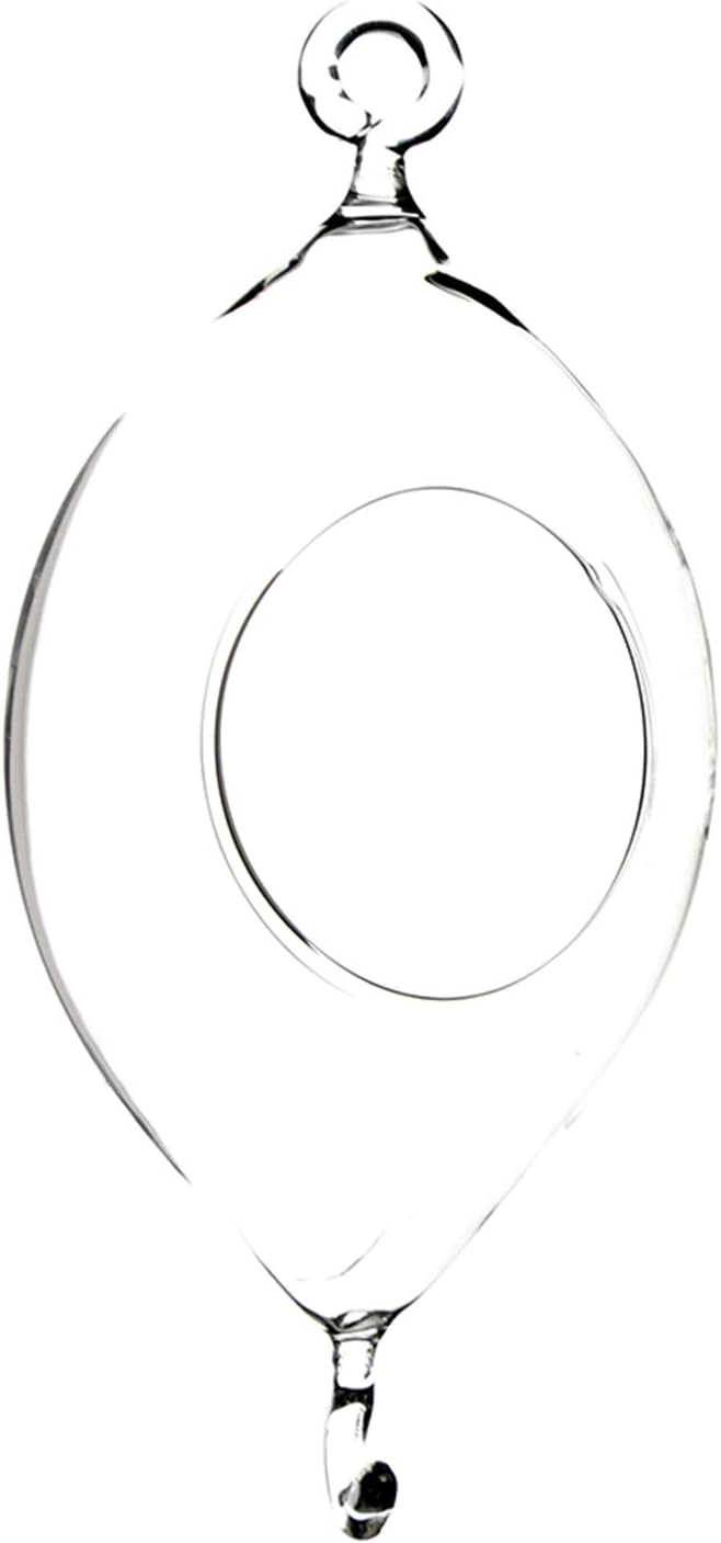 WGV Hanging Terrarium, Width 3.5", Height 7", Oblong, Double Hook, DIY Air Succulent Planter, Clear Glass Vase Orb, Candle Holder for Windowsill Outdoor Garden Decor, 1 Piece