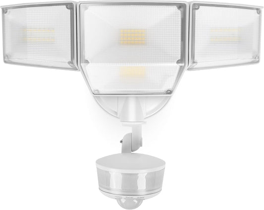 LUTEC 84W 9500LM LED Security Light Motion Sensor Outdoor Lights with Night Light, 4 Head LED Flood Lights Outdoor 5000K Daylight, IP65 Waterproof, Motion Detected Lights for Outside (White)