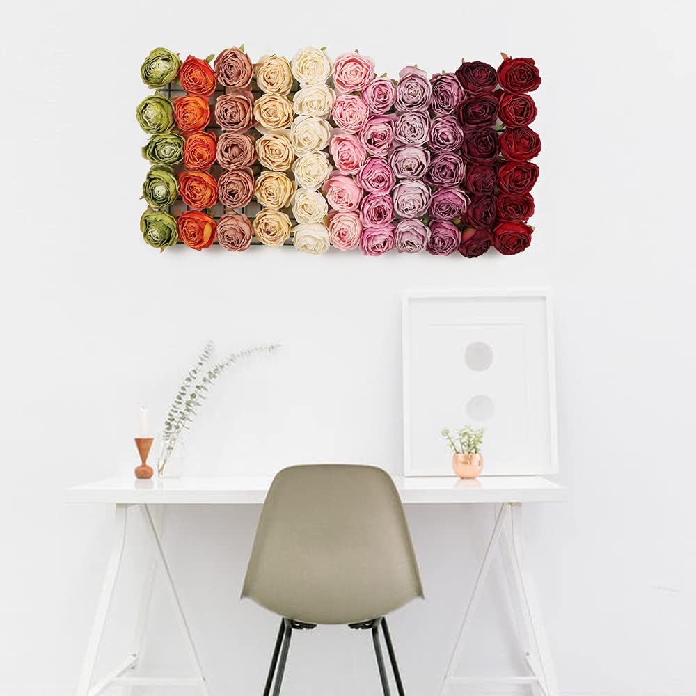 IPOPU Pink Artificial Flowers Rose Heads 25PCS Dried Pink Flowers Artificial Roses with Stems Fake Flowers for Bridal Shower Decorations Silk Flower Heads Bulk Arrangements (Pink)