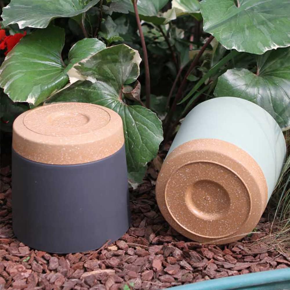 ZMTECH Plant Pots, Set of 3 8'' Self Watering Plastic Planter with Drainage Hole and Saucer, Modern Decorative Flower Pot for Indoor Outdoor House Plants, Succulents, Flowers - Dark Gray/White/Green