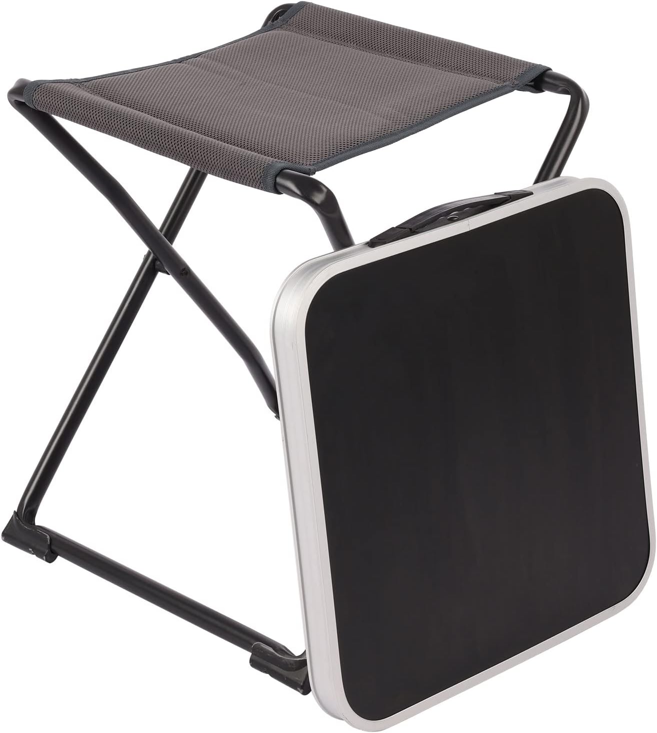 SUNNYFEEL 3 in 1 Folding Camping Table and Stool, Footrest, Lightweight Up to 300 LBS, Easy to Carry, Portable Camp Stool for Beach, Fishing, Trip, Picnic, Lawn, Concert Outdoor