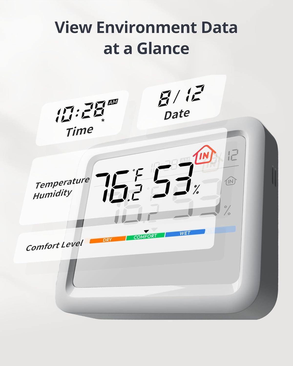 SwitchBot Meter Pro, Digital Hygrometer & Thermometer - Wireless Indoor Temperature & Humidity Monitor with Bluetooth App Control, Real-Time Alerts (1, Meter Pro)