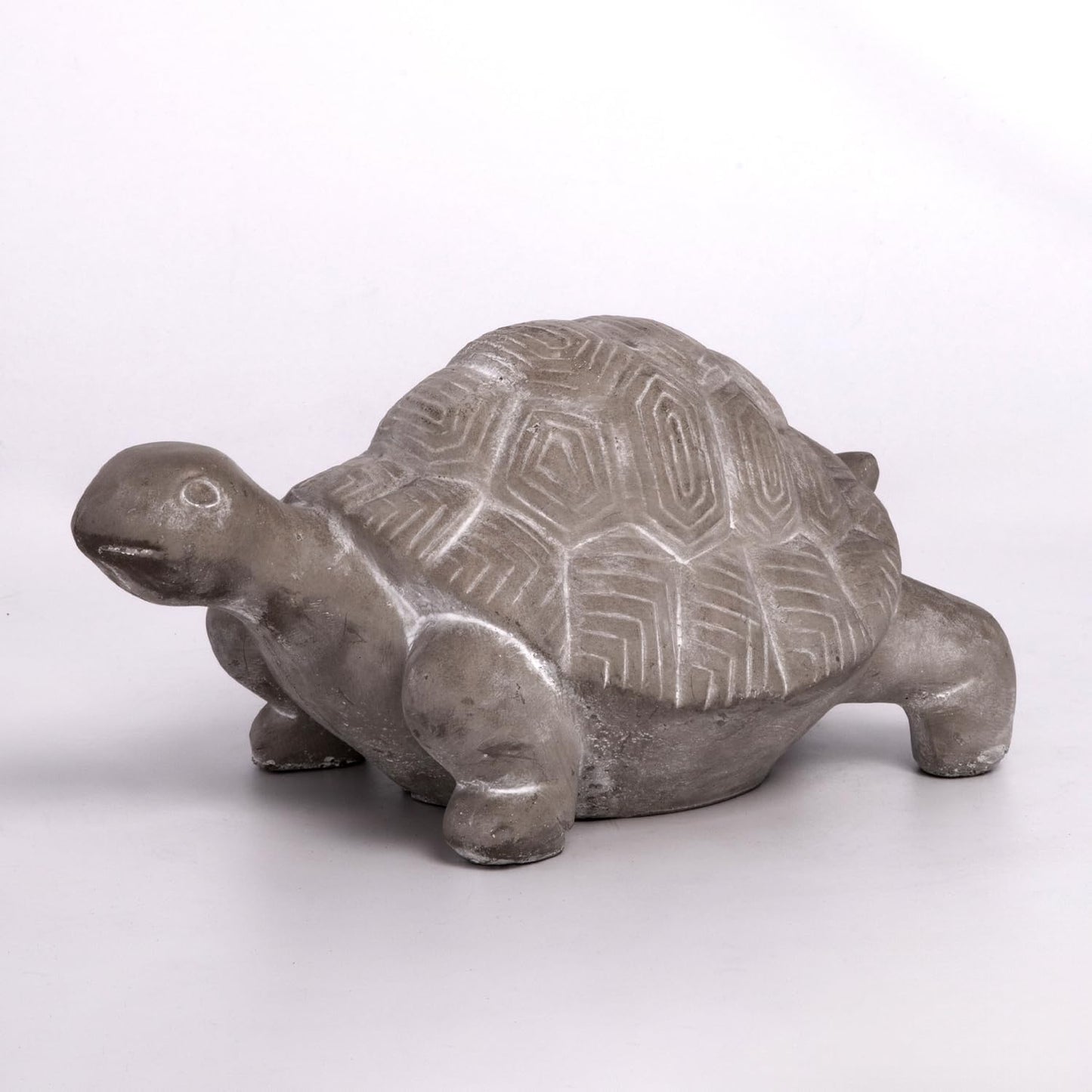 Modern Small Terracotta Turtle Figurine, Unique Cement Figurines, Handcrafted Decorative Gray Concrete Finish Sculpture for Home, Garden,Office: 11.75"x6.75"x5.75"H