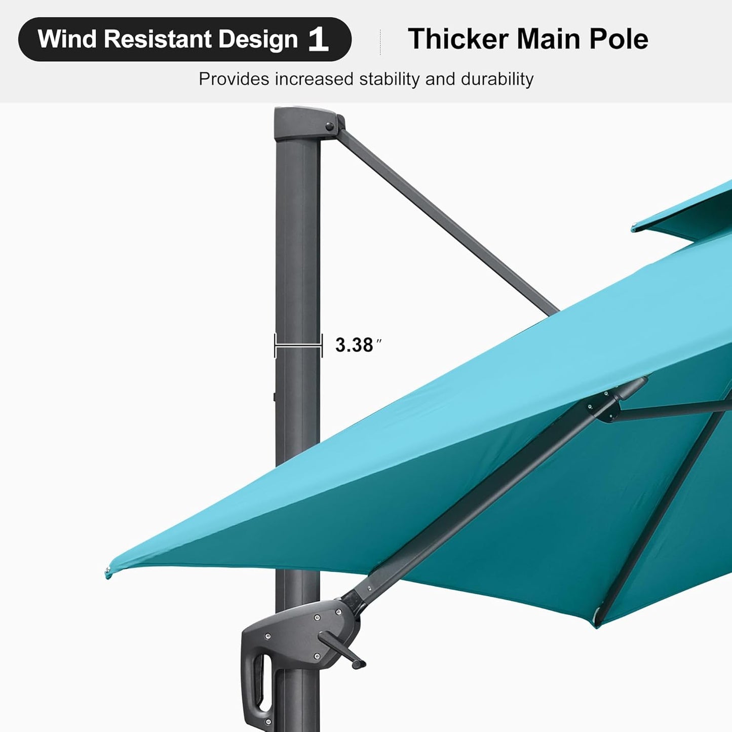 PURPLE LEAF 11ft Patio Umbrella with Base Included Large Offset Umbrella Hanging Double Top Square Cantilever Outdoor Umbrella for Garden Deck Backyard Pool Turquoise Blue