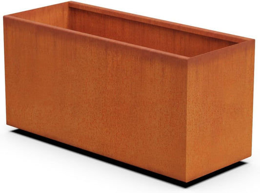 Corten Steel Planter Rectangle Outdoor Metal Garden Box Heavy Duty | Made in USA | Fully Assembled
