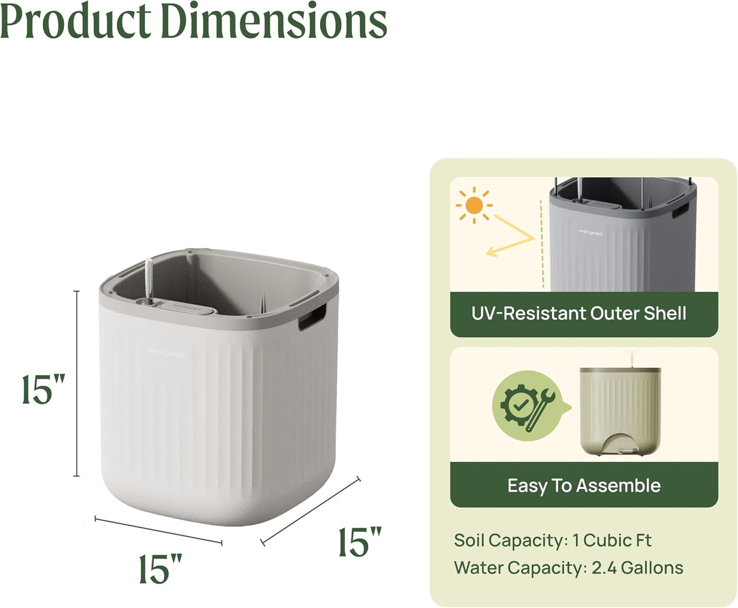 Vego garden Self Watering Pots Home Planters with Water Gauge for Effortless Indoor Plants Cream White