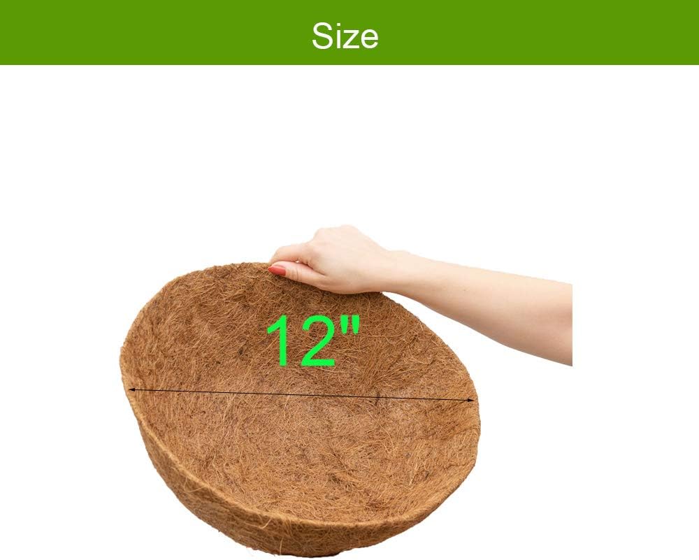 Coco Liners for Planters 12 Inch 4PCS Pre-Formed Round Coco Fiber Replacement Liner for Hanging Basket