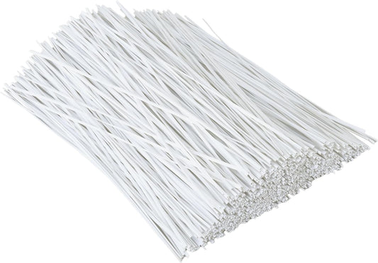 1000 pcs 8 inch White Cable Twist Ties Plastic Twist Ties with Rugged Metal Innercores Reusable Fastening Cable Cord Wire Ties