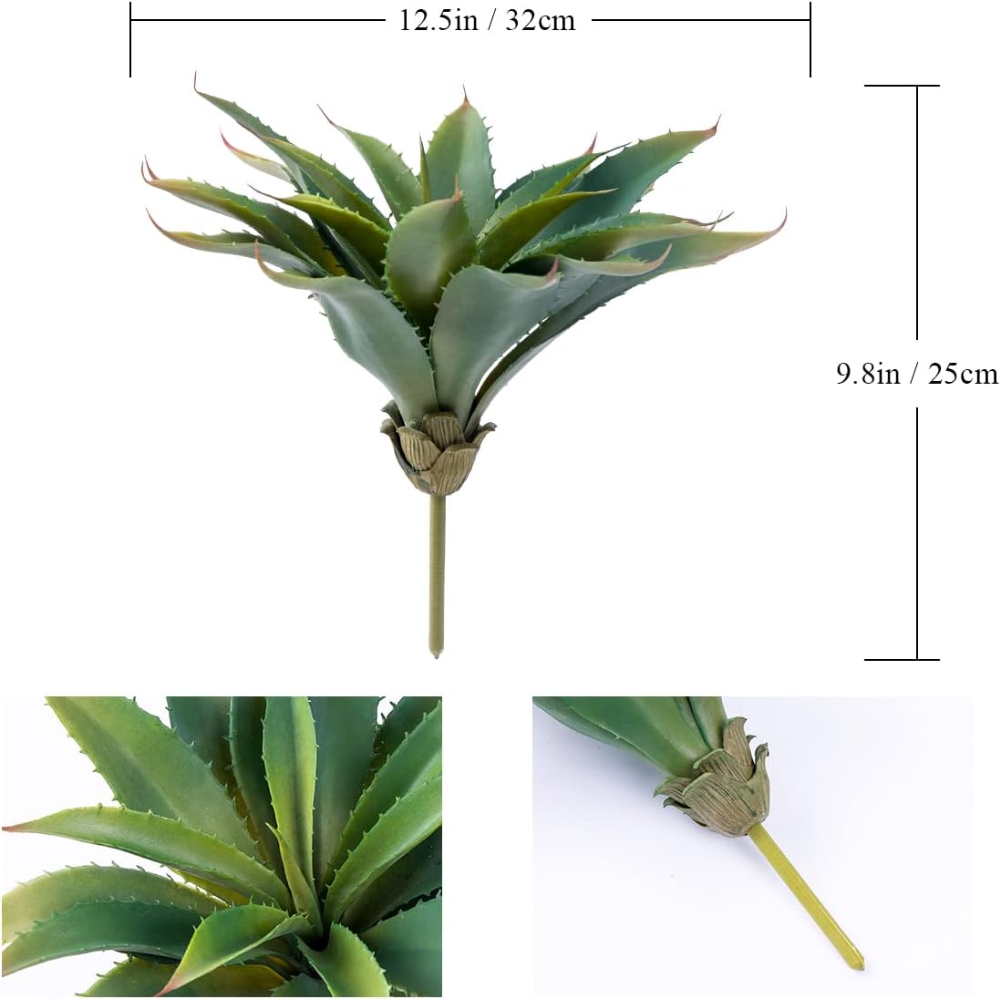 Veryhome Succulents Plants Artificial Aloe Plant, 12.5Inch Large Faux Succulents Unpotted, Premium Crafting DIY Greenery Decor for Indoor & Outdoor(Green)
