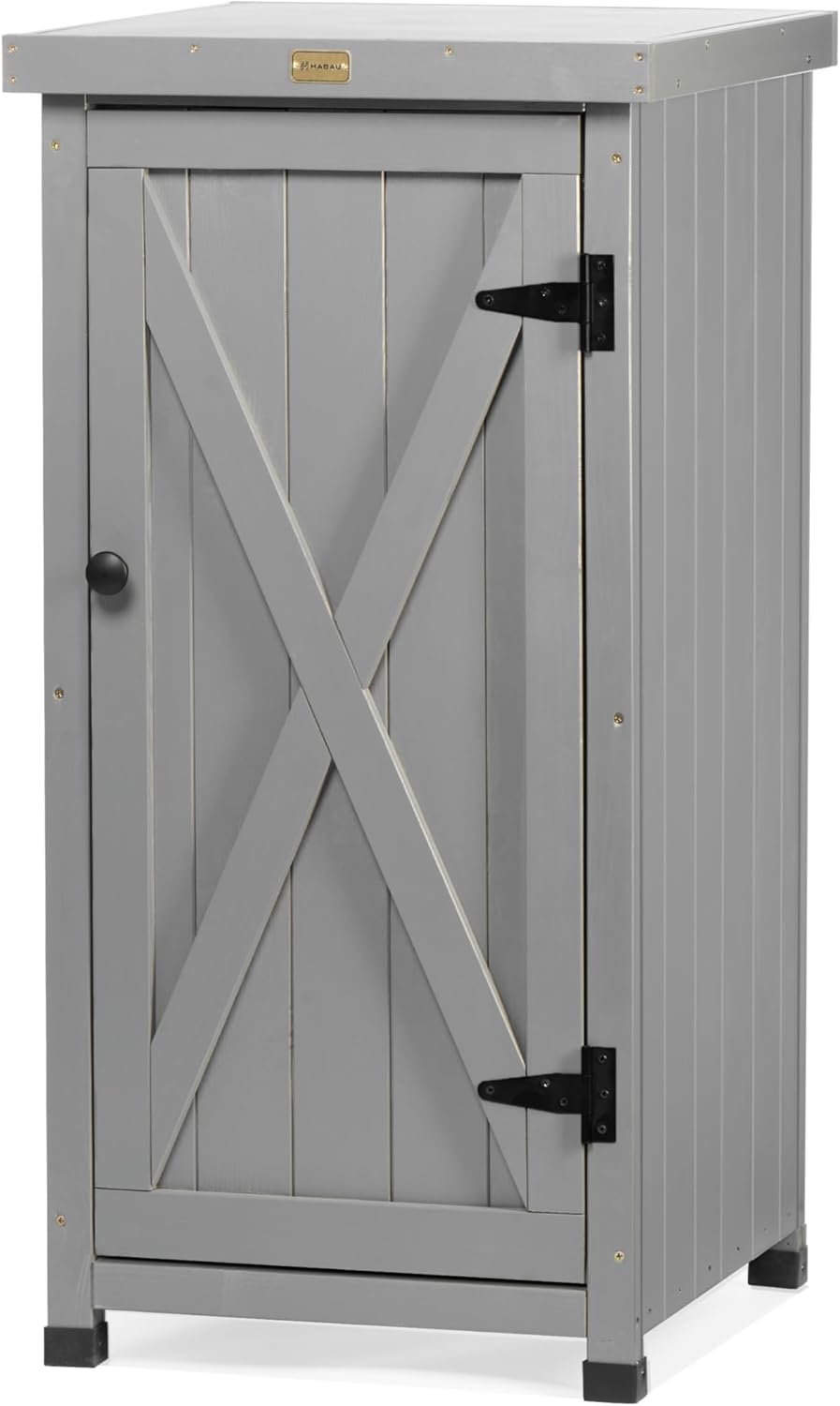 Outdoor Storage Cabinet for Patio, Garden Potting Bench Table with Shelves & Metal-Tabletop, Wooden Planting Work Station, Weatherproof