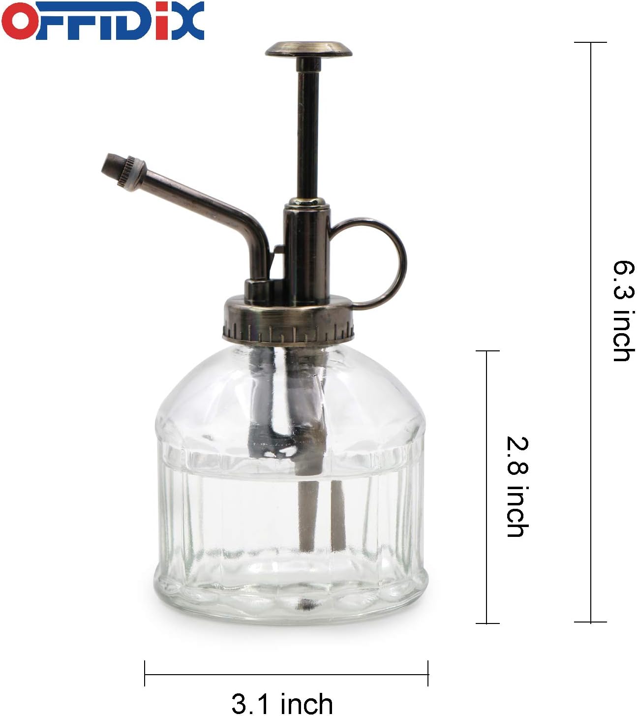 OFFIDIX Transparent Glass Watering Spray Bottle,Plant Mister with Plastic Bronze Plastic Top Pump, Glass Small Watering Can for Indoor Potted Plant, Outdoor Indoor Garden, Plants, Cleaning Solutions