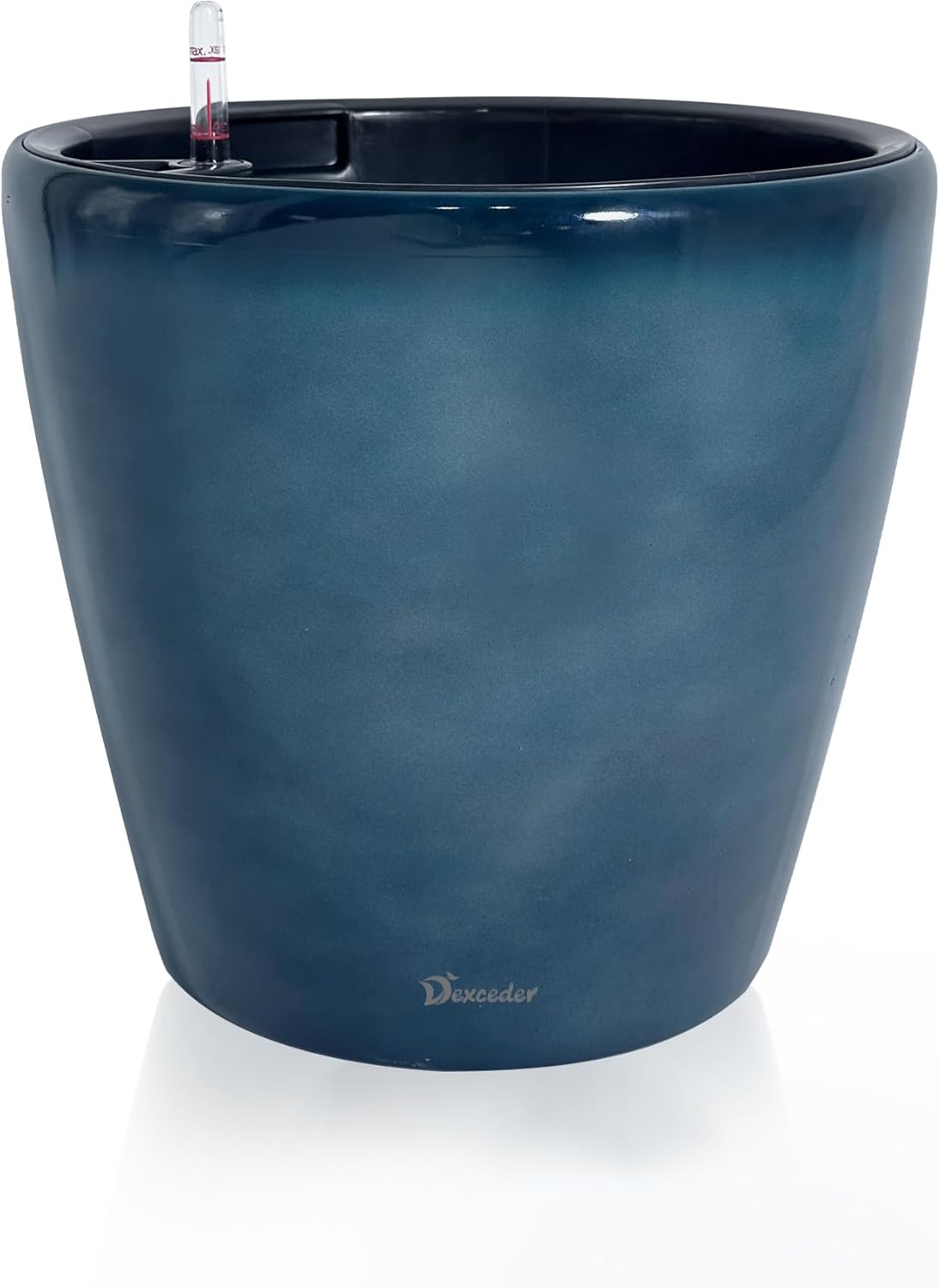 Dexceder 13x12 Self Watering Planter with Wheels Indoor Outdoor, Inner Pot Design, Thickened Large Floor Standing Flower Plant Pot with Water Level Indicator (Grayish Green Gradient)