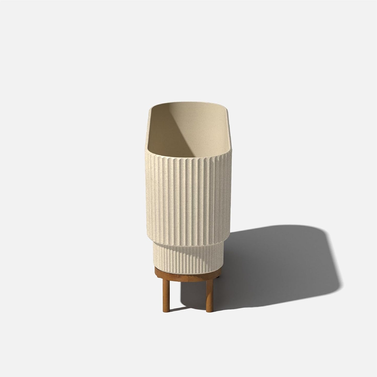 Veradek Demi Series Raised Long Planter for Indoor/Outdoor Use | Made from Plastic & Stone w/Wooden Stand | Modern Patio Décor for Flowers/Shrubs