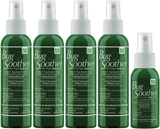 Bug Soother Spray (4 bottle, 2 oz) - Natural Mosquito, Gnat and Insect Deterrent & Repellent with Essential Oils - 100% DEET-Free Safe for Adults & Environment - Made in USA - Includes 1 bottle 1 oz