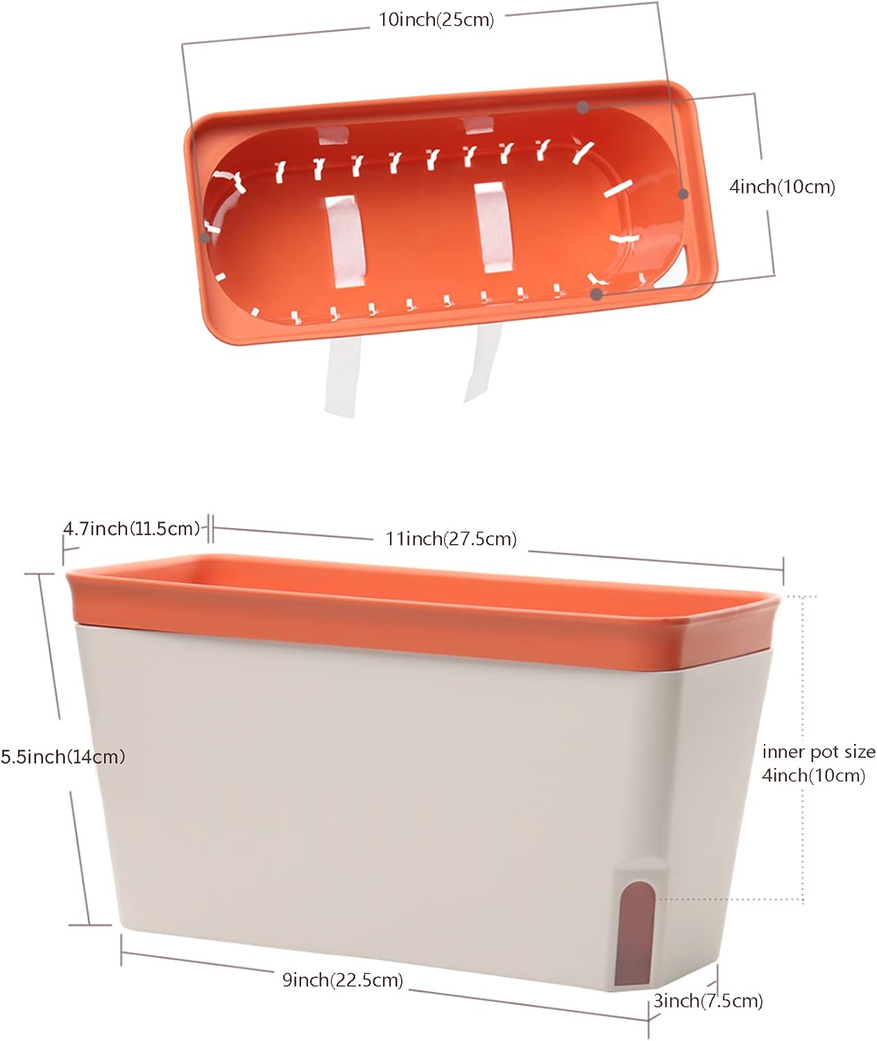 GardenBasix Self Watering Pots Window Box for Indoor Plants Set of 6 Home Garden Modern Decorative Flower Planter for All House Herbs Succulents (6, Tricolor)