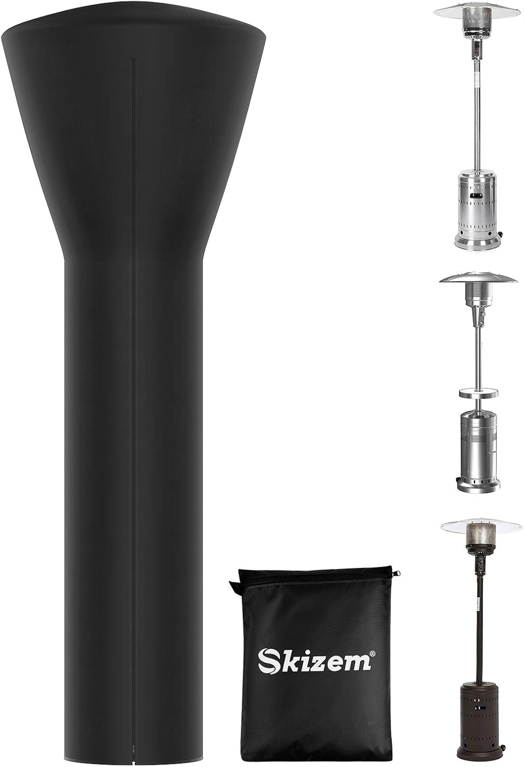 Outdoor Patio Heater Covers with Zipper,Upgraded 420D Oxford Fabric with PU Coating Material,100% Waterproof Windproof Anti-UV Snow-Poof,36 Months of Use (89'' H x 33" D x 19" B)