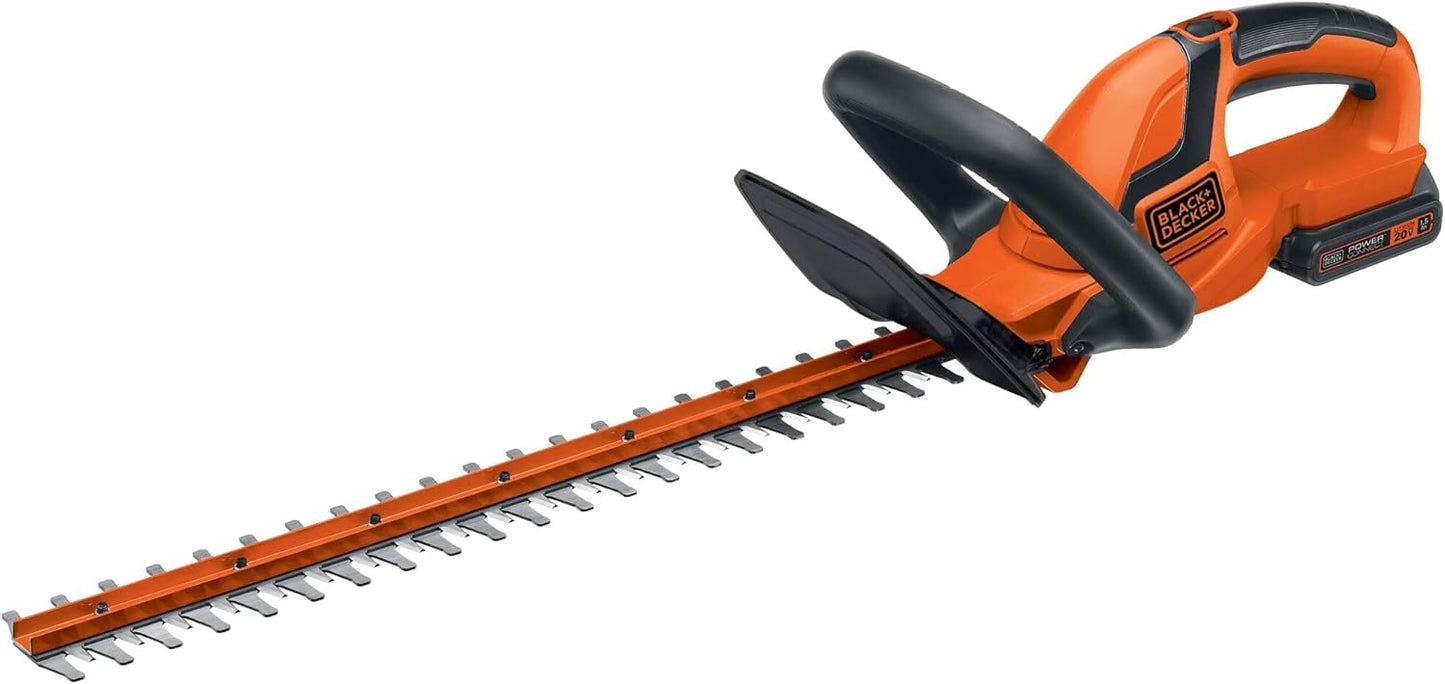 BLACK+DECKER 20V MAX Cordless Hedge Trimmer, 22 Inch Steel Blade, Reduced Vibration, Battery and Charger Included (LHT2220)