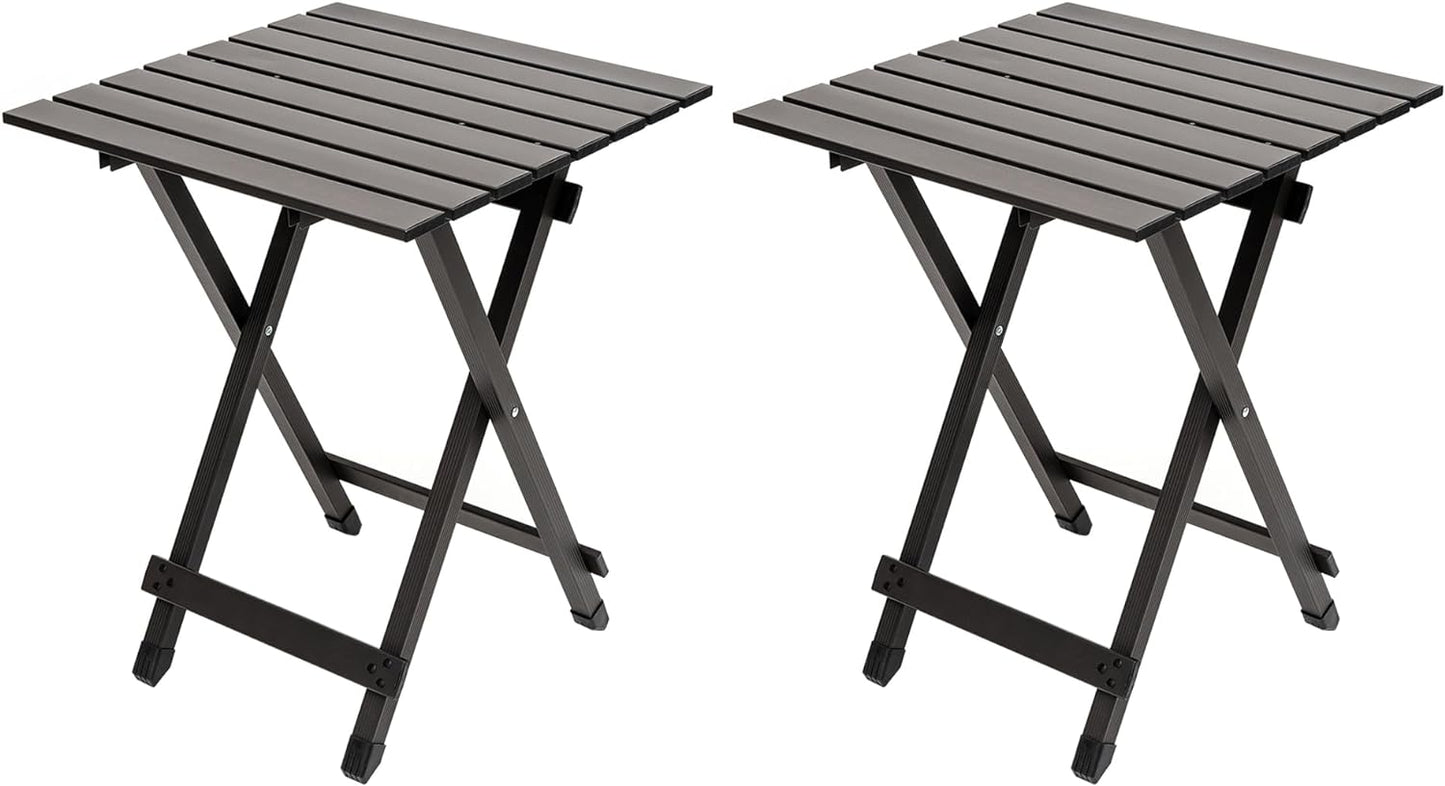 SUNNYFEEL Folding Camping Table - Lightweight Aluminum Portable Picnic Table, 18.5x18.5x24.5 Inch for Cooking, Beach, Hiking, Travel, Fishing, BBQ, Indoor Outdoor Small Foldable Camp Tables