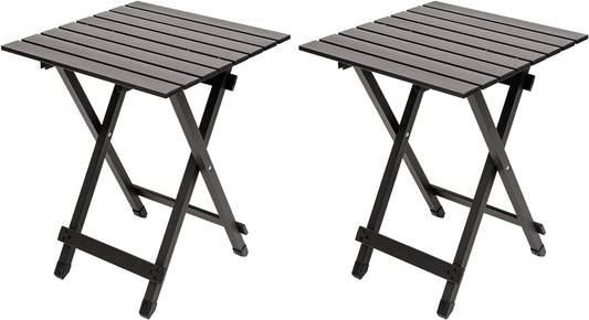 SUNNYFEEL Folding Camping Table - Lightweight Aluminum Portable Picnic Table, 18.5x18.5x24.5 Inch for Cooking, Beach, Hiking, Travel, Fishing, BBQ, Indoor Outdoor Small Foldable Camp Tables