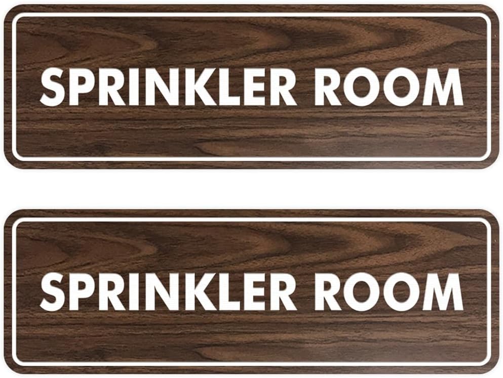 Signs ByLITA Standard Sprinkler Room Sign (Walnut) - Large 2 Pack