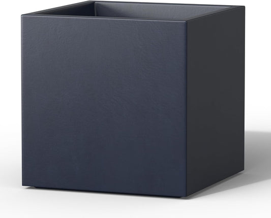 Kante 10 Inch Square Concrete Planter for Outdoor Indoor Home Patio Garden, Large Plant Pot with Drainage Hole and Rubber Plug, Charcoal