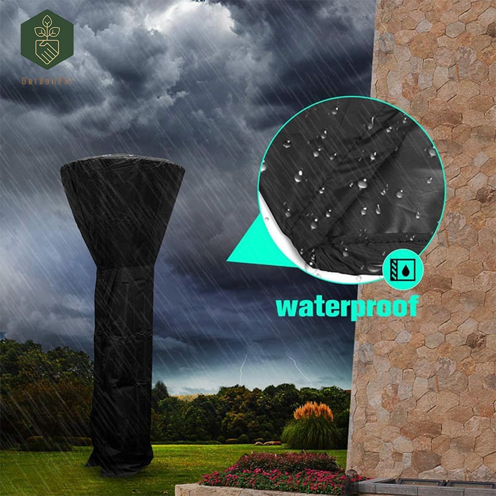 GardenPal 420D Patio Heater Covers with Zipper Outdoor Heater Cover Heavy Duty Tear-Proof, Anti-Snow, Wind-Resistant Dust-Proof Cover for Patio Heater 89"x 33"x 19"