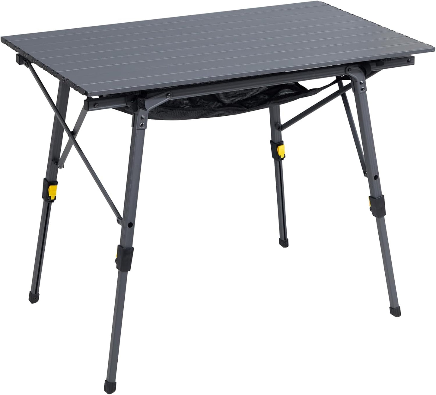 PORTAL Outdoor Folding Portable Picnic Camping Table with Adjustable Height Aluminum Roll Up Table Top Mesh Layer, Dark Gray