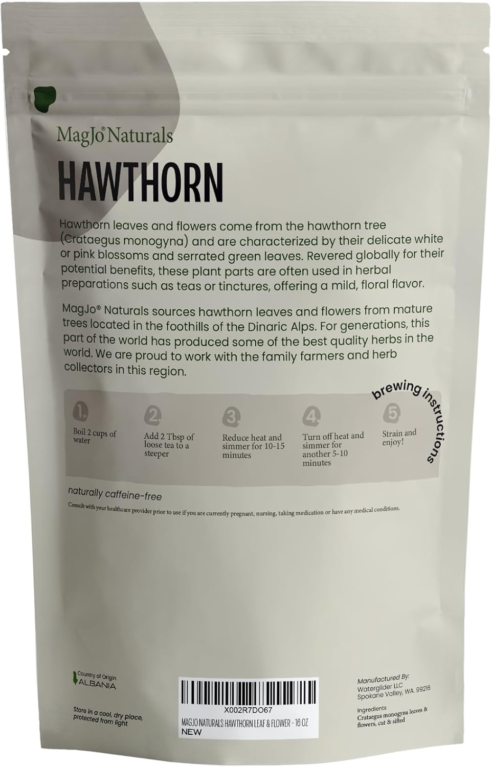 MagJo Naturals, Hawthorn Leaf and Flower (1 Pound), Wild-Crafted, Cut and Sifted, Dried Loose Leaf, Makes crisp cup of Hawthorn Tea, Hawthorne Leaves and Herb
