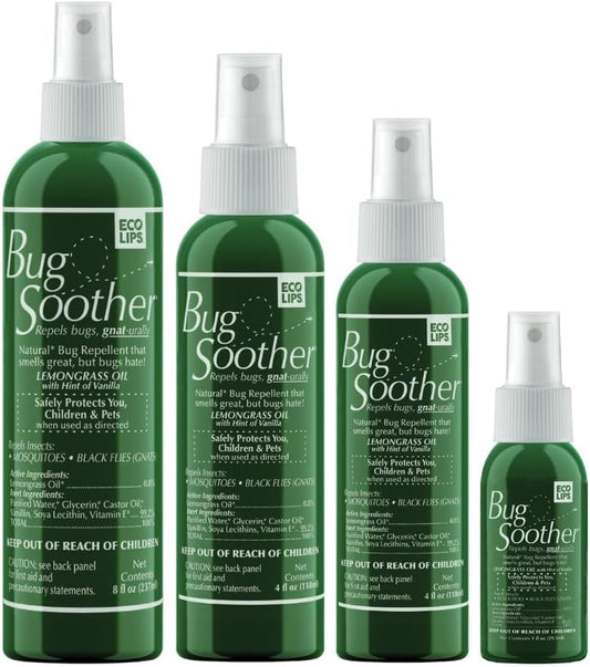 Bug Soother Spray Small Family Pack - Natural Insect, Gnat and Mosquito Repellent & Deterrent with Essential Oils - 100% DEET-Free Safe Bug Spray for Adults, Kids, Pets, & Environment - Made in USA