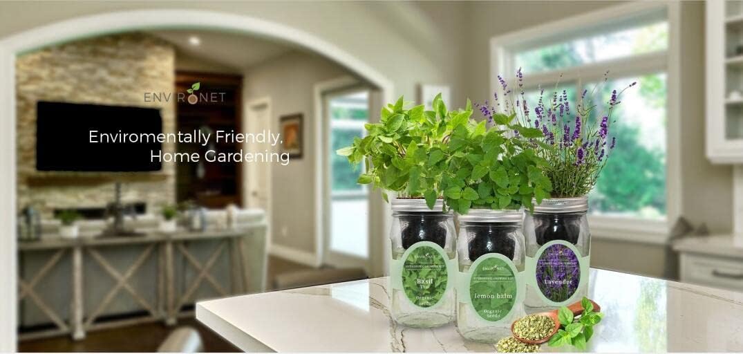 Hydroponic Herb Growing Kit, Self-Watering Mason Jar Herb Garden Starter Kit Indoor, Windowsill Herb Garden, Grow Your Own Herbs from Organic Seeds (Tarragon)