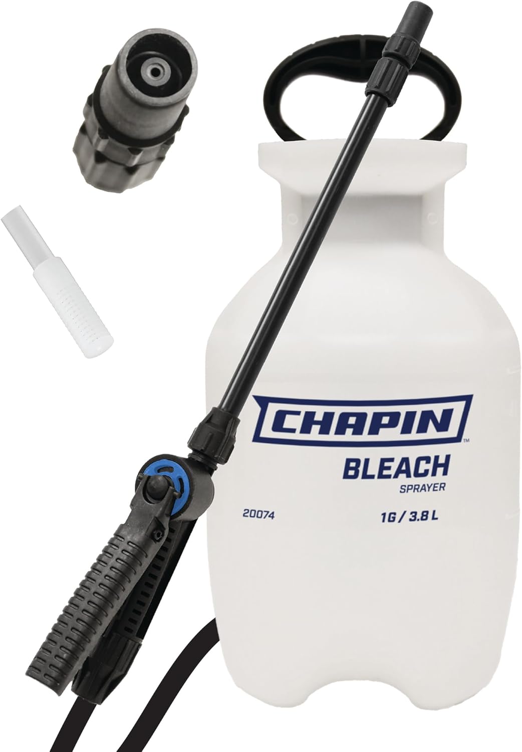 Chapin 20074: Made in The USA Disinfectant Bleach Sprayer, 1-Gallon, Adjustable Cone Nozzle, Compatible with Bleach Solutions and Fungicides, Bonus Spray Shield, Translucent White
