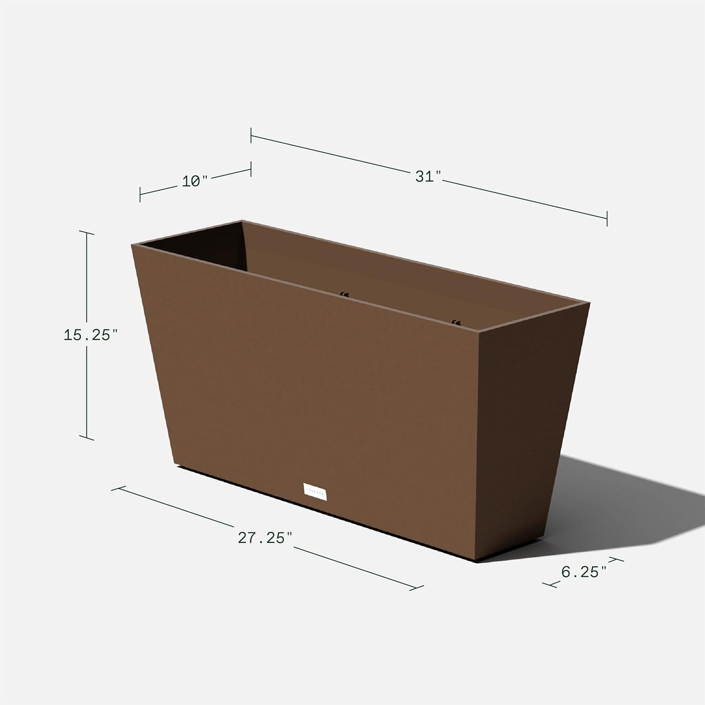Veradek Midori Long Trough Planter (Espresso, 31 inch - 2 Pack with 2 Saucer Trays)