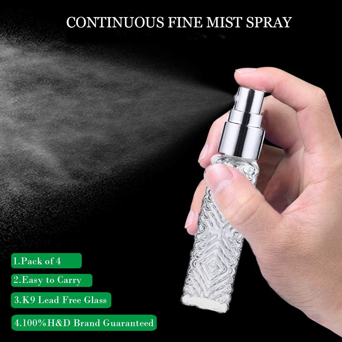 H&D HYALINE & DORA Vintage Refillable Perfume Bottles Glass Empty Spray Bottle Wedding Gifts Car Decor Set of 4