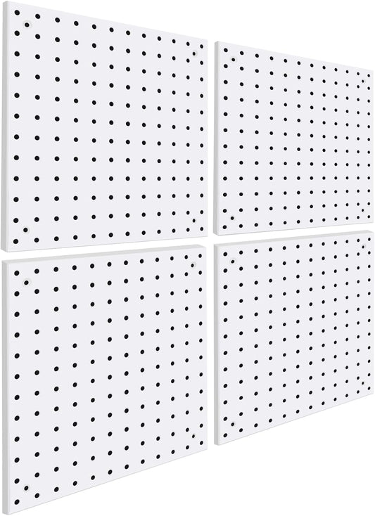 4 Pack Steel Peg Board,Universal 1/8 and 1/4 Pegboard Accessories,Ideal for Garage Tool Storage, Office Organization, Craft Room, Kitchen etc. (White, 4-12X12)