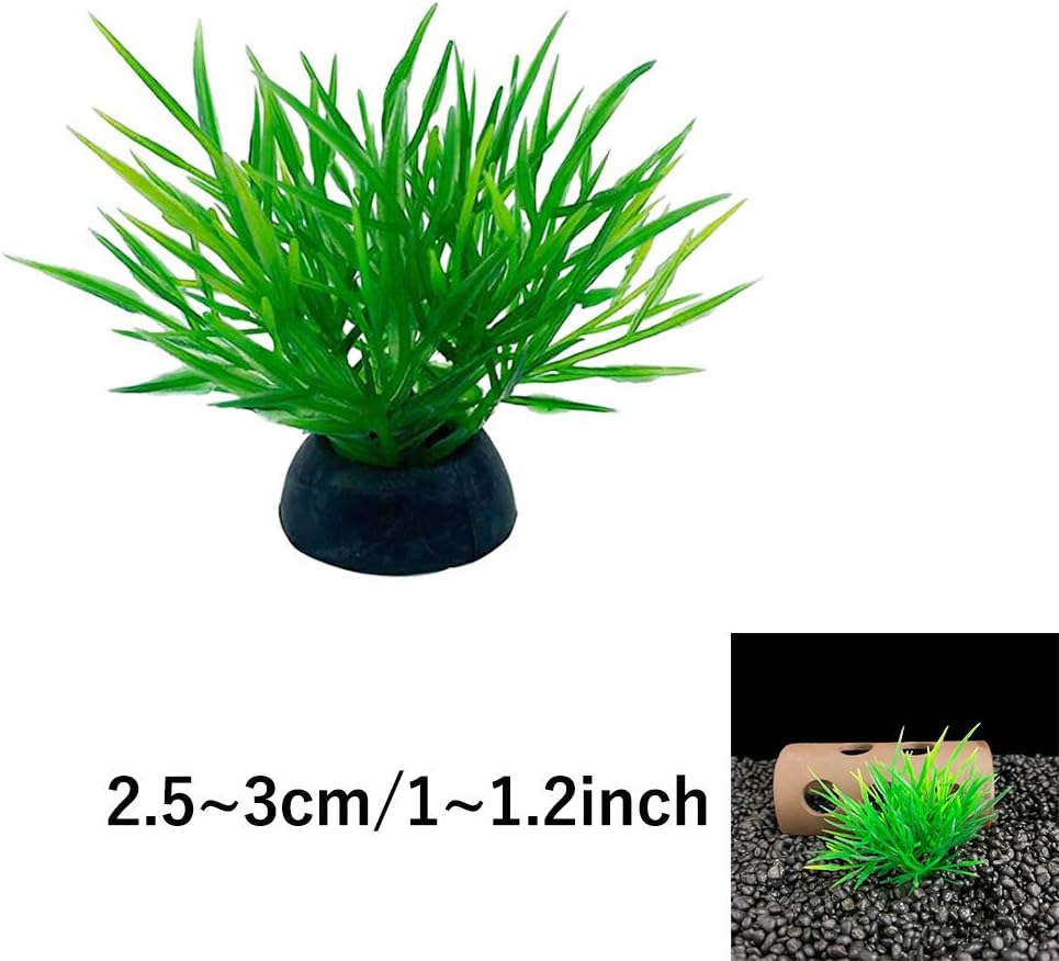 Smoothedo-Pets Aquarium Plant Fish Tank Decoration 20 Pieces Small/1" Tall Plastic Artificial Plant Goldfish Hidden Mini Grass Set (Green-C)
