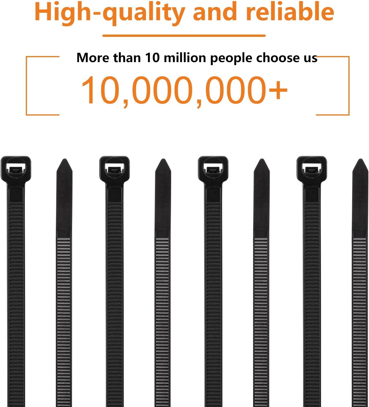 12 Inch Black Zip Ties (2000 Pack), 45 LBS Tensile Strength, Self-Locking Nylon PA66 UV Resistant Cable Ties for Indoor and Outdoor Use