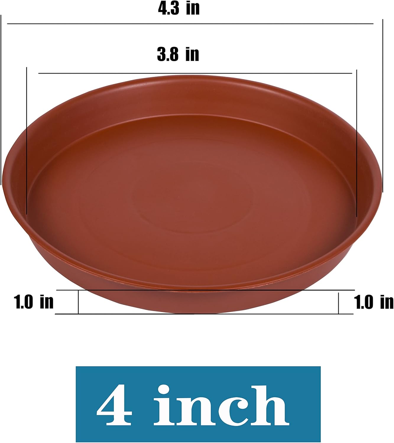 6 Pack of 4 inch Plant Saucer, Heavy Duty Plastic Plant Water Tray 4 inch Round, Pebble Tray, Plant Saucers for Indoors, Plant Dishes Saucer for Planter 3"/4" (4 inch, Terracotta)