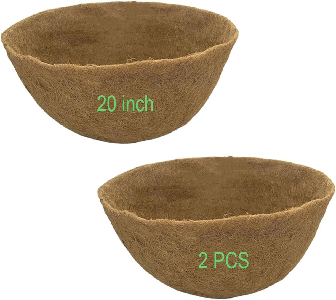 Coco Liners for Planters 20 Inch 2PCS Replacement Coco Fiber Basket Liner for Round Baskets Garden Containers