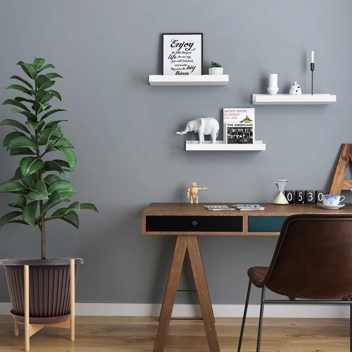 Large-Planter-Indoor-Outdoor Plant Pots, 14 inch 4 Pack Plastic Flower Pots with Saucer And Drainage Holes, Modern Garden Planters For Planting Medium Large Plants， Decorative Resin Garden Pots