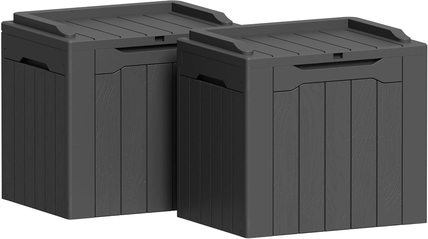 Greesum 31 Gallon Deck Box for Outside, All Weather Outdoor Storage Boxes for Patio Furniture Set, Package Delivery Box,Garden Tools, Gray(Set of 2)