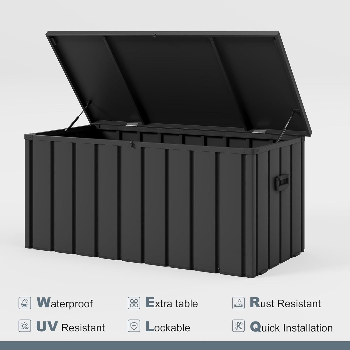 PURPLE LEAF Outdoor Deck Box 150 Gallon Waterproof Lockable Storage Box Container with Lid Deck Organization for Patio Cushions Side Table Pool Accessories Garden Tools, Gray