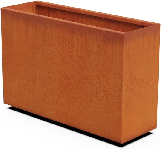 Large Rectangular Planter for Outdoor Plants – 36x12x24 Corten Steel Planter Box | Tall Metal Design for Privacy | Heavy Duty, Made in USA